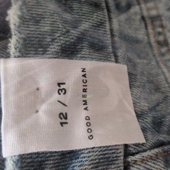 GOOD AMERICAN Good 90's Duster High Rise Jean Distressed Blue950 NEW Size 12 - Picture 10 of 11